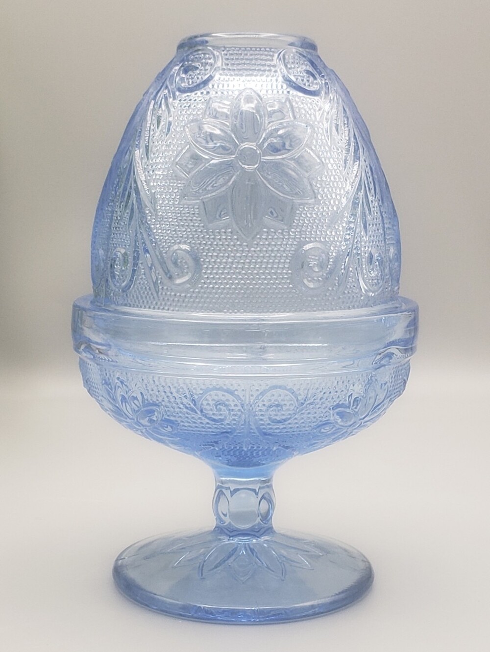 Fairy Lamp - Blue Chantilly - Indiana Glass Tiara Exclusive - Floral Vintage